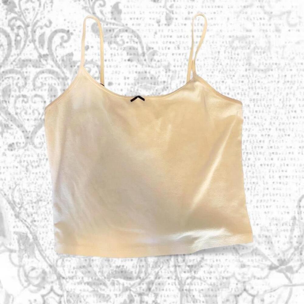 Garage White Tank Top with Bow Detail | Women's Small | Vintage Style | Light Im